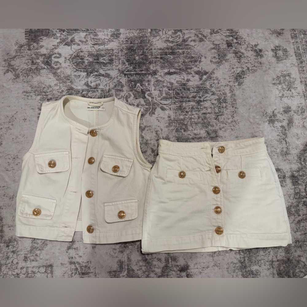 Blank NYC Cream Top with Gold Button